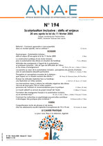 ANAE N° 194 - Scolarisation inclusive : défis et enjeux