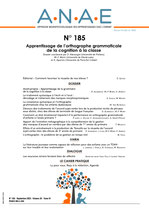 ANAE N° 185 - Apprentissage de l'othographe grammaticale de la cognition à la classe