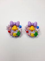 % Ohrringe, Ohrstecker, Modeschmuck, Kawaii, adventskranz lila