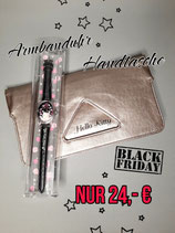 BF Handtsche + Armbanduhr, silber, Hello Kitty