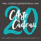 Carte cadeau d'une valeur de 20€ (équivalent à un atelier Enfant)