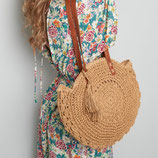 Ibiza Boho Strohtasche braun