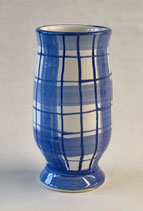 6.75" Blue Plaid Vase