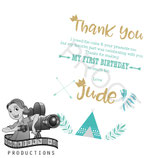 Wild One; Teal & White: Thank You Cards