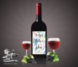 Watercolour Leaves; Wine Label