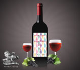 Watercolour Feathers; Wine Label