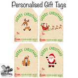 Cartoon Sticker Gift Tags; Digital PDF File