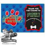 Blue, Red, Yellow Paw Print Thank You Cards