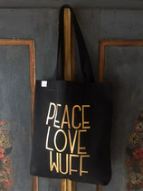 Baumwolltasche / Shopper ★Peace Love Wuff★ Print Gold