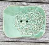 Seifen  Schale eckig Seladon - Mandala