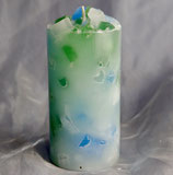 Piccolo-Frühstückskerze Blau-Weiß-Grün