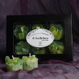 6 Teelichter in der Geschenkbox -Grün-