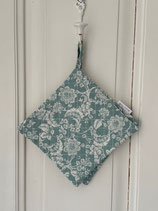 Topflappen meergrün mit Blumenmuster