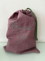 Brotsack BrunchZyt mauve-olive mit Blumenmuster