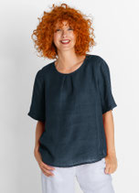 Blusenshirt mit Falten uni | HEIDEKÖNIGIN