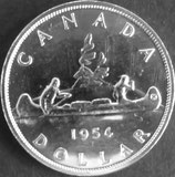 カナダ銀貨　西暦1954年
