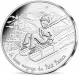 10 euros argent Petit prince fait de la luge