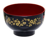 Japanese Soup Bowl "Sakura"  汁椀 黒内朱さくら