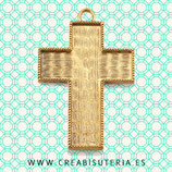 Colgante cruz muy grande con fondo para decorar oro viejo P088 (4 unidades)