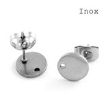 INOX - Pendiente base redonda 10mm  agujerito Acero Inoxidable    ACCBAS-PR0610 (10 pares)