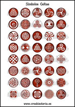 Lámina Imágenes de Símbolos Celtas Rojo y Blanco II