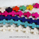 Abalorio Cruz howlite minis 10mm  (38pc aprox)  COLOR