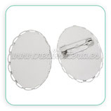Broche camafeo ovalado 18x25 plateado BROOOO-C31189 (4 unidades)