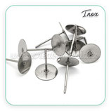 INOX - Pendiente base botón 8mm lisa  ACERO INOX   ACCBAS-R8mm (20 pares)