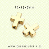 Abalorio Cruz Dorada modelo  liso - P 914  (10 Unidades)