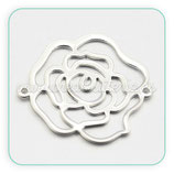 Conector Flor geometrica  filigrana grande  PLATEADA CON-PE639-03S - 4 unidades