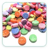 ULTIMAS UNIDADES  - acrílico 10mm multicolor redondo plano filigrana (50 unidades)