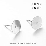 INOX - Pendiente base botón 10mm lisa  ACERO INOX   P00710mm  (20 pares)