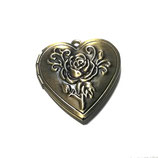 Colgante guardapelo bronc viejo  Corazón con flores relieve CF01
