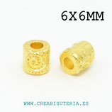 Entrepieza dorada - DO1- x - tubo étnico  dibujo espiral 6x6mm  P12  (10 piezas)
