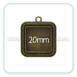 Camafeo cuadrado 20x20mm adorno espirales bronce viejo (2 unidades)