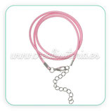 Correa collar algodón encerado 2mm rosa