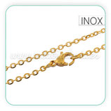 OFERTA - INOX - Cadena con cierre inox chapado en oro  60cm Fina 2,5x2mm  Inox 60MM 201F