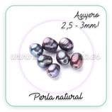 Abalorio Perla natural púrupura azulada irregular agujero 2,5-3mm  (8 unidades)