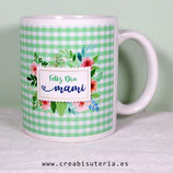 Taza - Feliz día mamá - Vichy Verde clarito