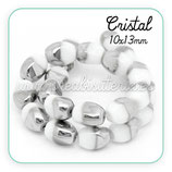 Abalorio cristal ovalado blanco y plateado 10x13mm (18 unidades) ABAL-Cristal C28435