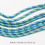 Cordón de Nylon de Escalada Redondo 2mm Azul verde fluor  (3 metros)
