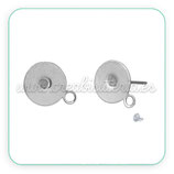 INOX - Pendiente base botón con anilla ACERO INOX   PE025  (25 pares)