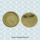 Broche camafeo redondo vintage bronce viejo cuerdita fina 30x30 BR43 - 1 unidades