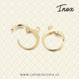 INOX - Dorado Gancho pendiente  clip cerrado redondito ACERO INOX  DORADO  P210 (5 pares)