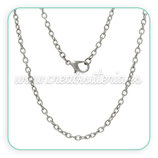 Cadena sencilla con cierre plata mate- 50cm