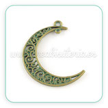 Colgante grande tintado verde - luna conector  (4 unidades)