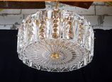 Danish Midcentury Glass, Brass Chandelier by Vitrika