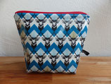 Kosmetiktäschchen Hirsche und blaue Zacken