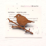 Vogelbrosche, Drossel, Vogel Ast, Lasercut