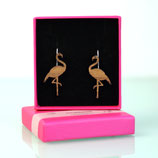 Flamingo Ohrringe, 925er Silber Ohrringe, Flamingos, Holz Silber